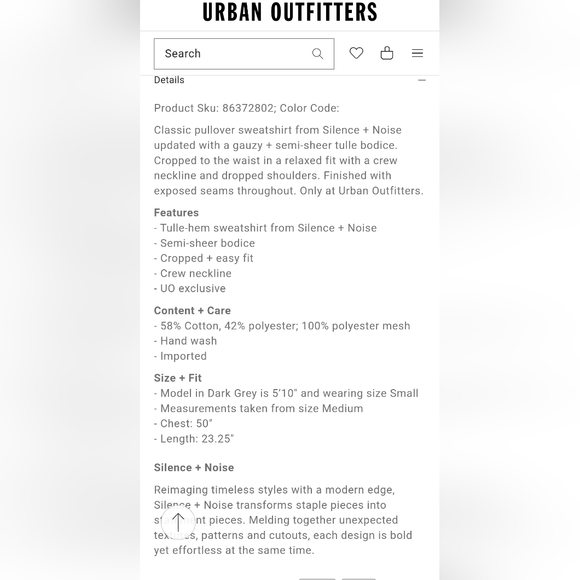 Silence+Noise Anastasia Tulle-Hem semi-sheer unique Cropped Women's top size M - Picture 6 of 9